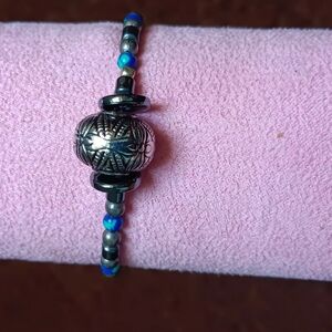 Galaxy Beaded Bracelet with Silver Accents